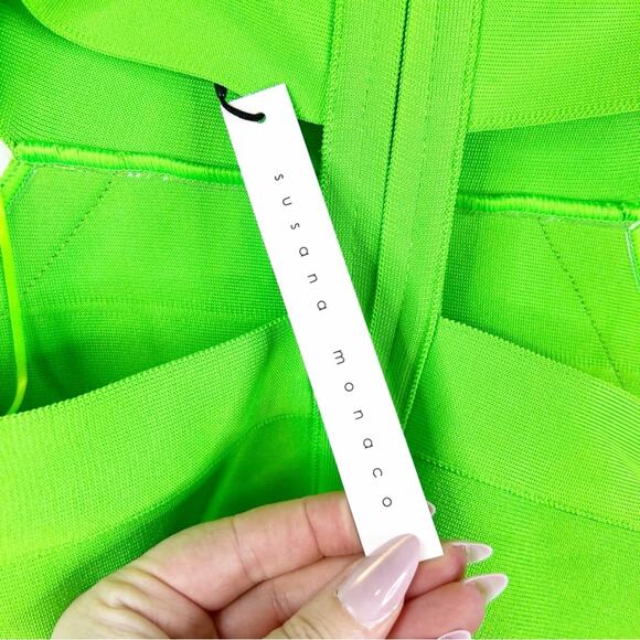 NWT Susana Monaco Bandage Tube Strapless Mini Dress XS Green Zing - Picture 8 of 8